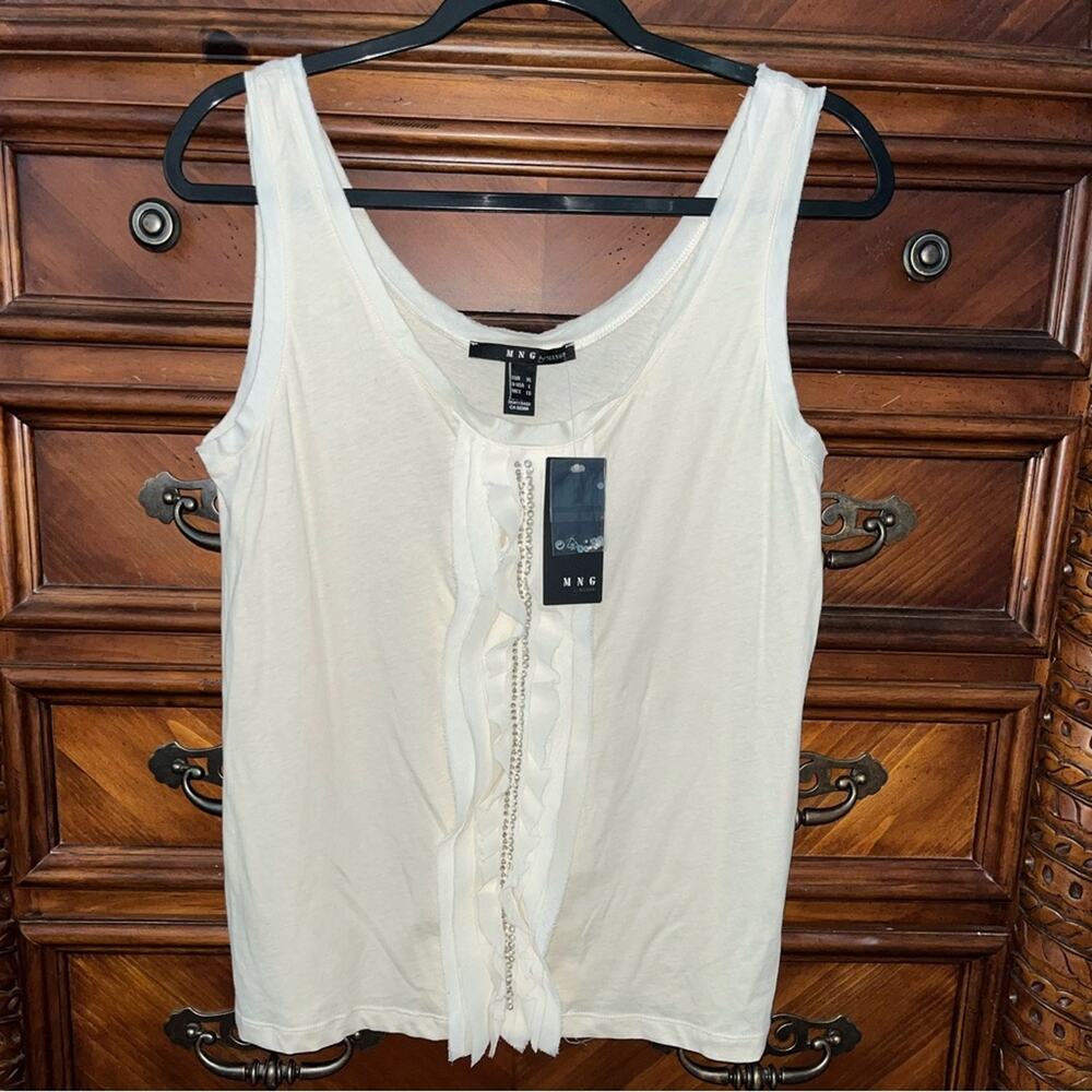 NWT! MNG Sleeveless Blouse decorative front panel & embellishments 18-21” P2P